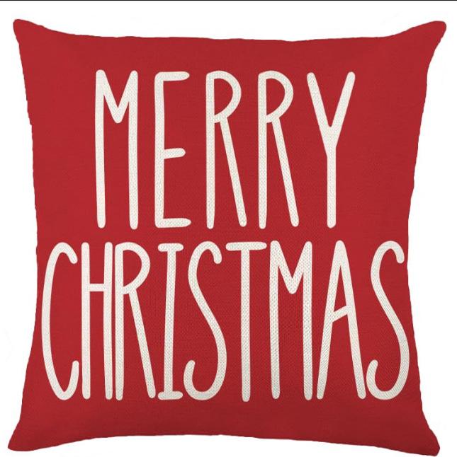 

New Red Floral Christmas Pillowcase Linen Print Pillowcase Festive Room Sofa Decoration Cushion Cover