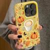 Pumpkin Autumn Leaves Coffee Pattern Phone Case For iPhone 16 Pro Max 17 Air 15 Plus 14 13 12 11 Folds Texture Soft Back Cover