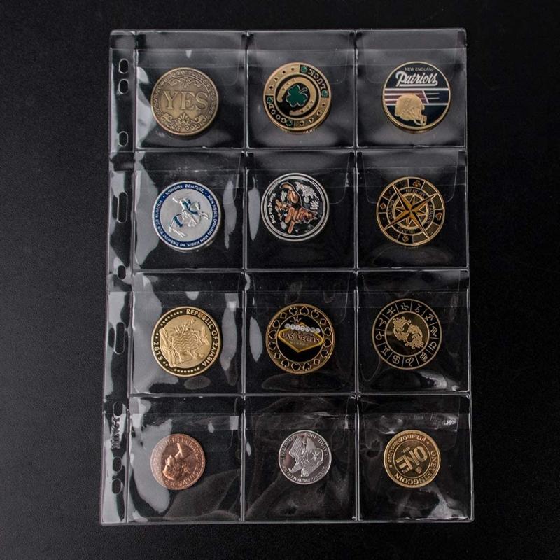 Coin Collection Organizer Page 10 Sheets Coins Insert Pages with 120 Pockets Standard 9 Hole for Coin Album Currency Stamp