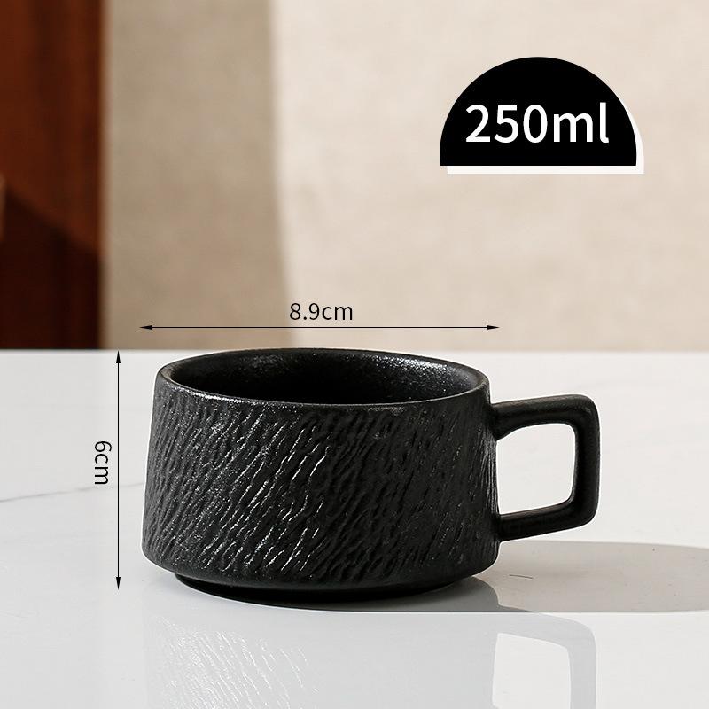 Frosted Stone Pattern Coffee Cup And Saucer Set, Teacup Hanging Ear Coffee Cup, Simple Solid Color Home Breakfast Cup, Afternoon Teacup