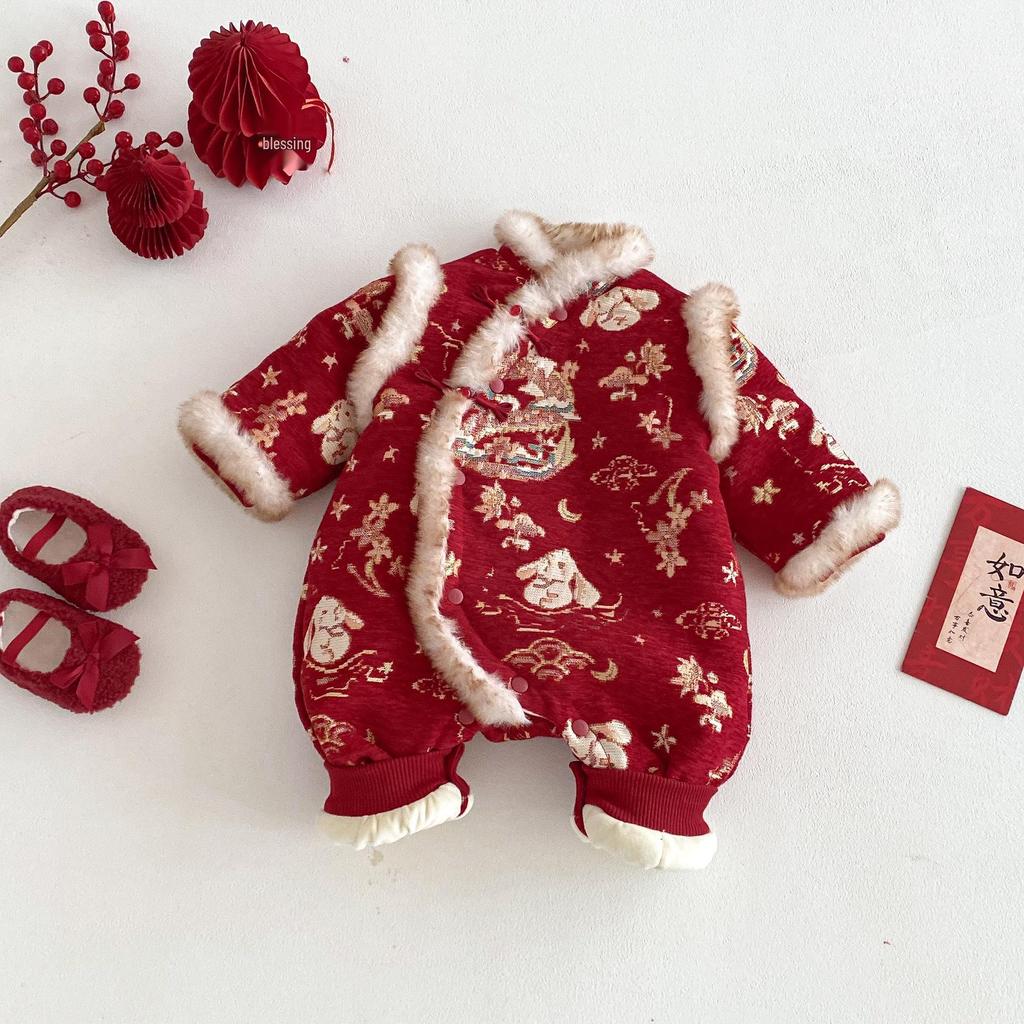 2025 New Year Baby Outfit: Cute Chinese-Style Winter Romper for Newborns