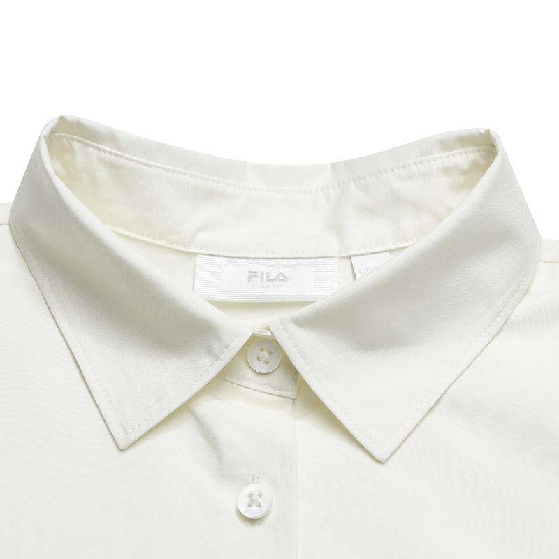 FILA Milano Series Fashion Simple Classic Casual Solid Color Basic Versatile Comfortable Woven Loose Short Sleeve Shirt Women shirts F11W625433F-IV