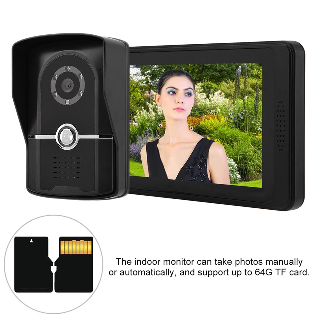 7 Inch LCD Wired Video Door Phone Intercom Doorbell App Remote Unlock Entry System