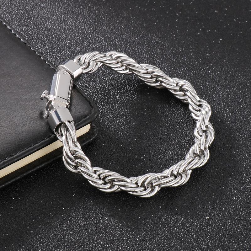 KALEN 10mm Rope Chain Bracelet Men‘s Hip Hop Personalized Stainless Steel Trendy Jewelry Chunky Twisted Accessories Male Gift