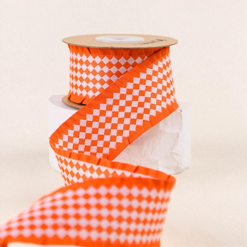 High Quality Black Border Stereo Double-Color Checked Fabric Ribbon Luxury Bow Hair Accessories and Gift Wrapping DIY Ribbon