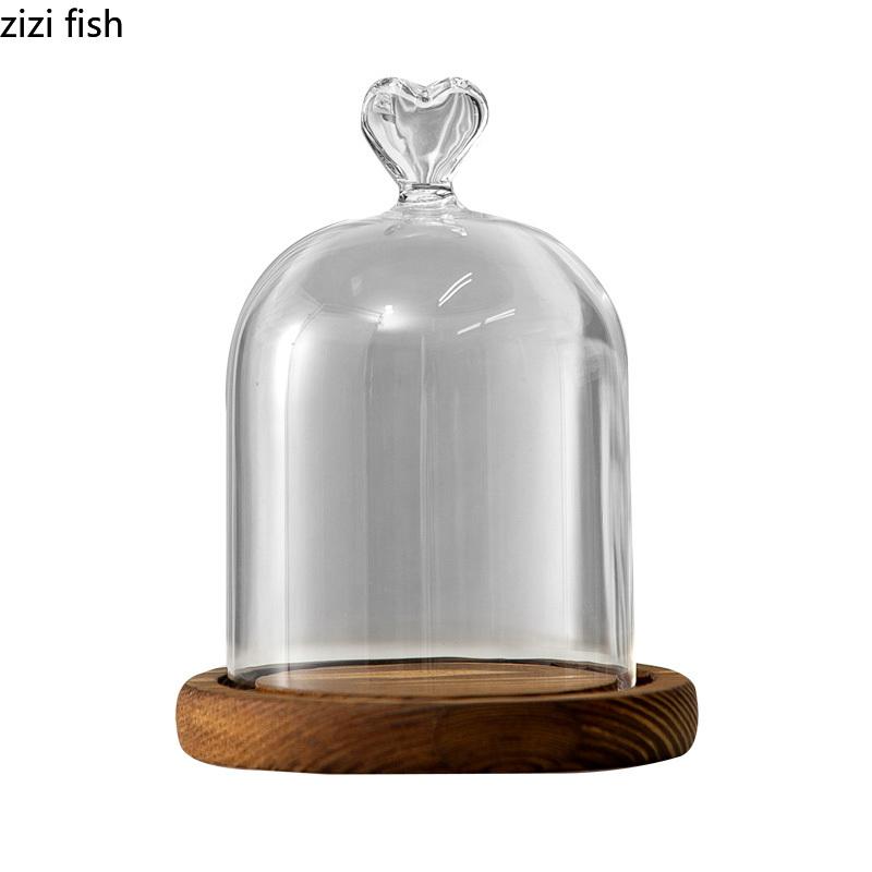 Preserved Flower Glass Cover Dust Cover Display Box Wooden Pallets Display Stand Ornament Crafts Decorative Shelves Shelf