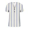 Fashion Womens Loose Summer Printing V Neck Button Button Short Sleeve Casual Tops