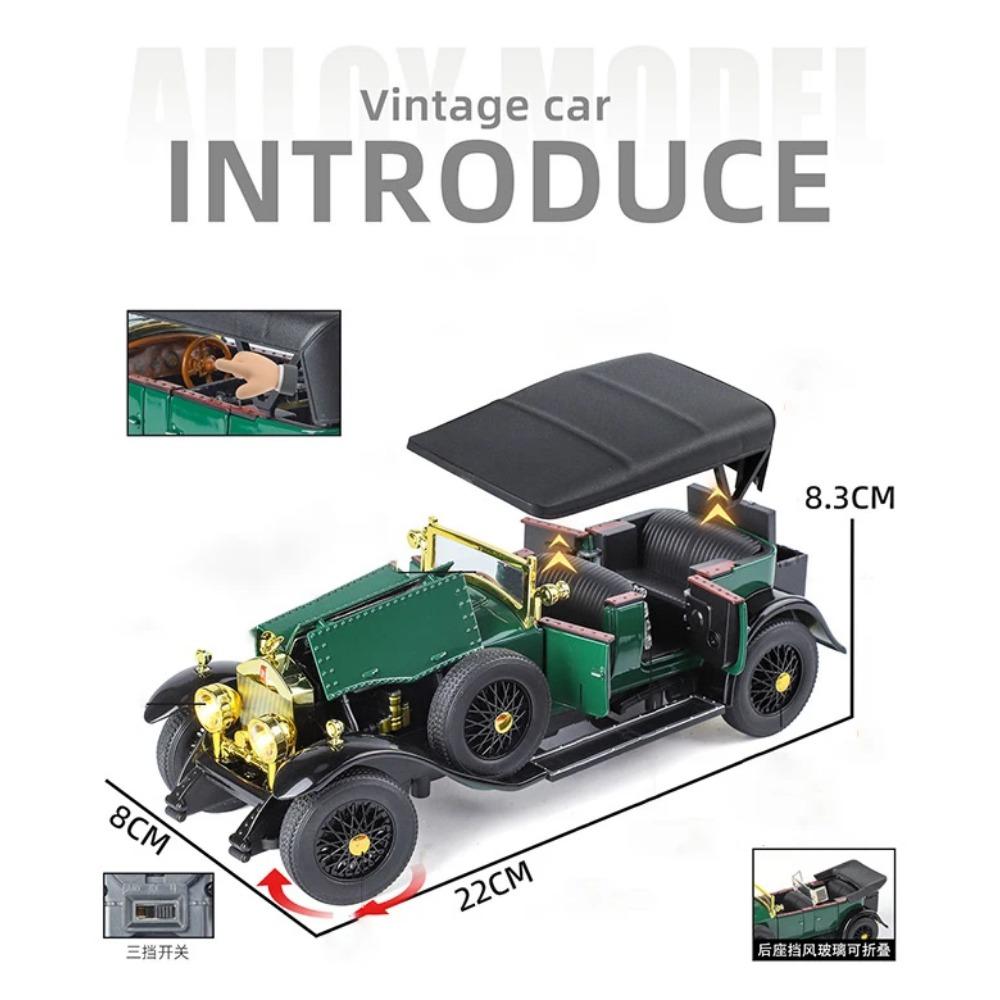 1/24 Rolls-Royce Phantom I Alloy Classic Luxy Car Model Diecast Metal Toy Retro Old Vehicles Car Model Sound and Light Kids Gift