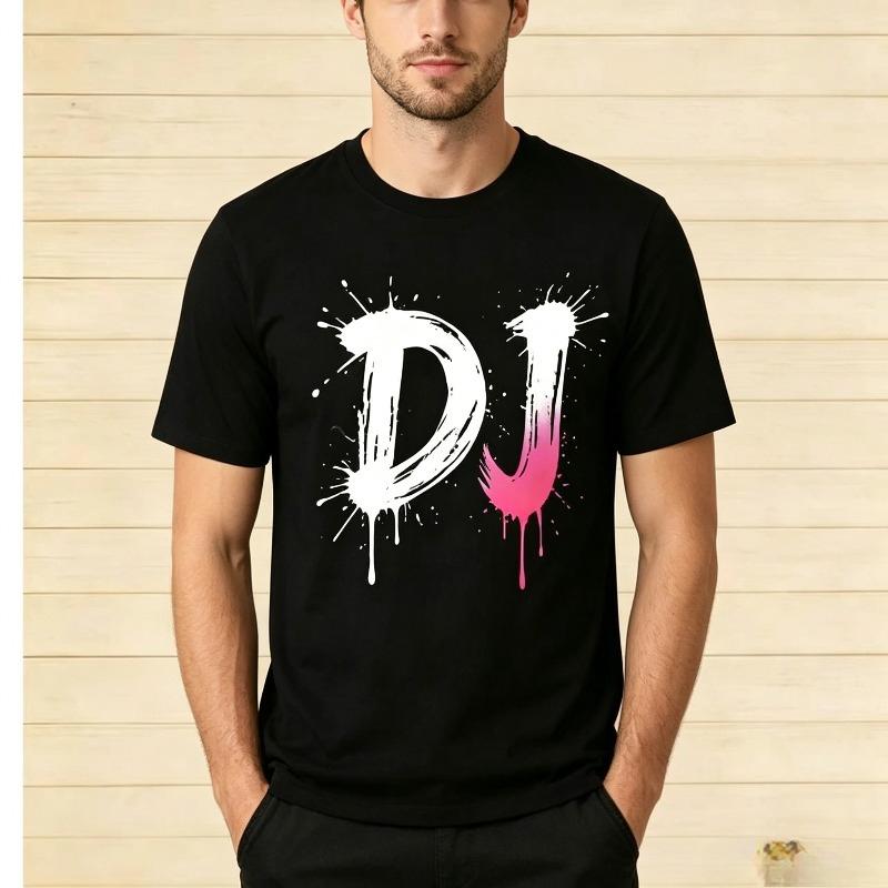 Unisex DJ Splash Paint Print T Shirt Unisex Unisex Casual Oneck Short Sleeve Summer Hip Hop Streetwear Tees Black White
