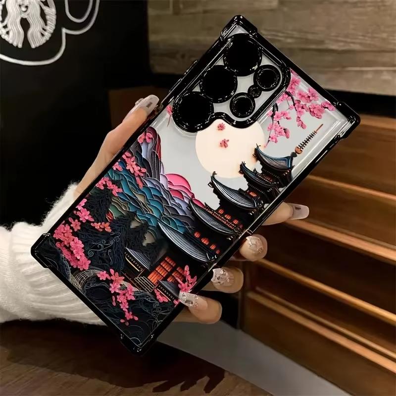 Japanese-Style Ancient House Phone Case for Samsung Galaxy A55 A35 A25 A15 5G A24 A23 A22 A32 A52 A52S A73 A51 A13 A12 4G Cover