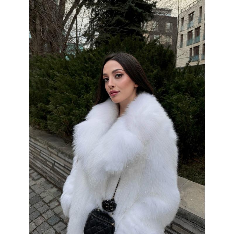 Women S Long Imitation Fox Faux Fur Coat Warm Casual Outerwear