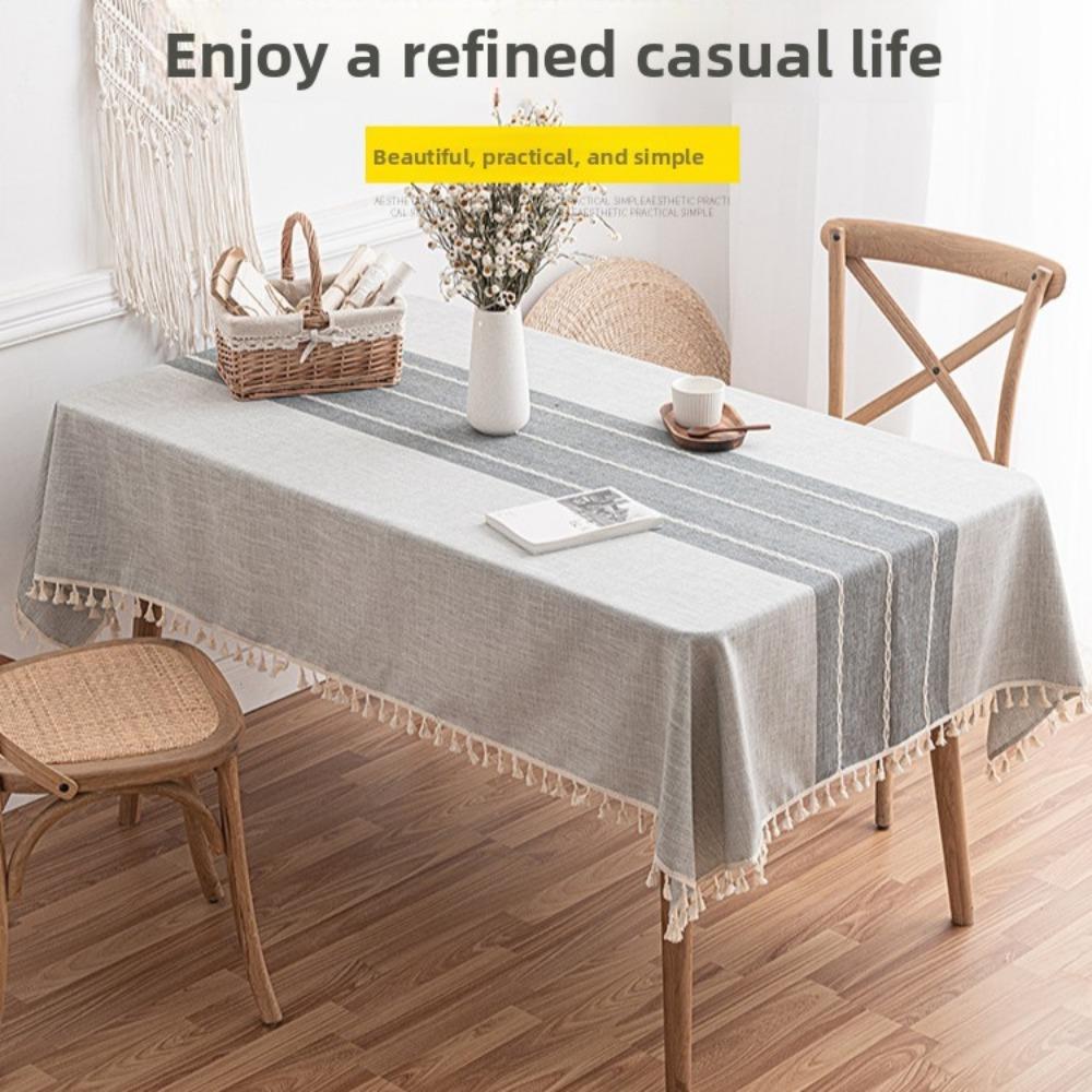 Modern Minimalist Cotton Linen Tablecloth Rectangle Dining Table Cover Desk Mat Picnic Blanket Home Decor