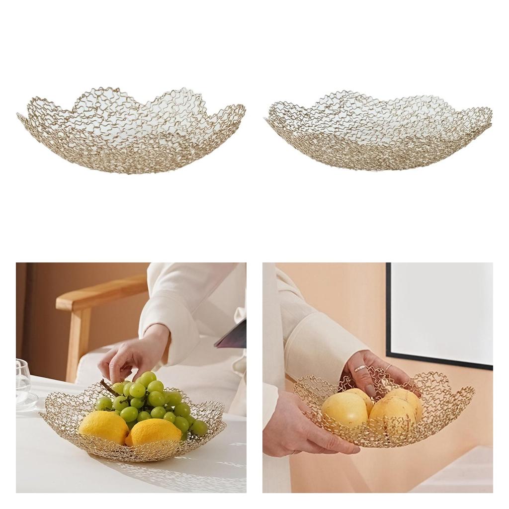 Wire Fruit Basket Fruit Bowl Tabletop Display Stand Cake Bread Plate Dessert Plate for Household Kitchen Home Dining Room