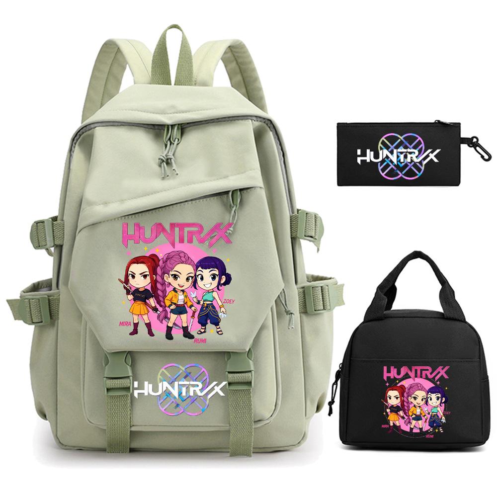 3 Stück/Set Cartoon Kpop Dämonenjäger Bedruckter Rucksack für Teenager Kinder Schüler Große Kapazität Schultasche Mädchen Geschenk Frauen wasserdichte Reisetasche