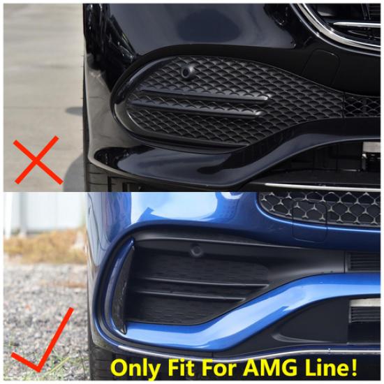 Black Front Fog Light Grilles Cover Trim For 22-25 Benz C Class AMG Sedan W206