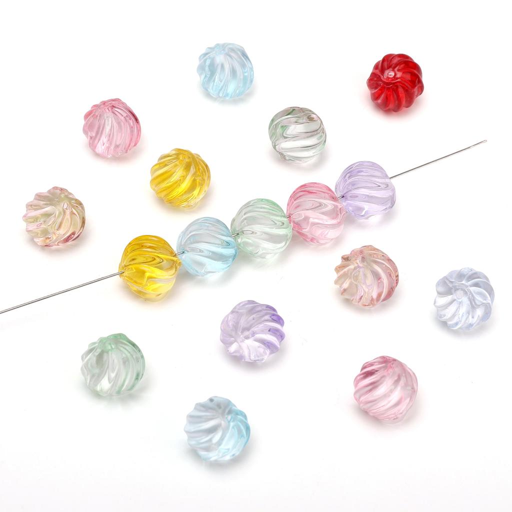 Ribbed Glass Beads Textured Loose Spacers for DIY Jewelry 5 Pcs