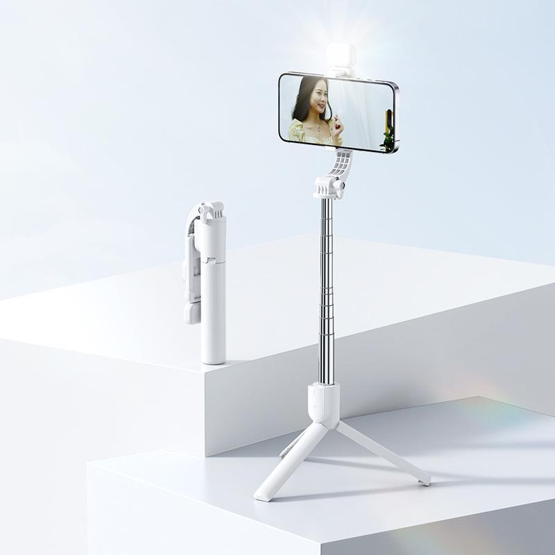 Bluetooth Selfie Tyč s Dálkovým Ovladačem, Stativem, Zatahovacím Designem a Výplňovým Světlem pro Mobilní Streamování