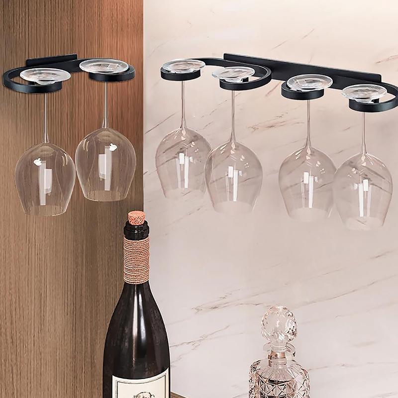 Portabicchieri da Vino da Parete Spazio Alluminio Rack Creativo per Conservare Calici Bar Ristorante Domestico Portabicchieri da Vino Senza Foratura