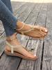 Fashion Flat Sandals Female National Style 2 Spring New Internet Celebrity Fashion Toe Beads Roman Beach Shoes