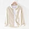Men's Long Sleeve Casual Cotton and Linen Shirt - Thin Style, Loose Fit, White for Spring and Autumn
