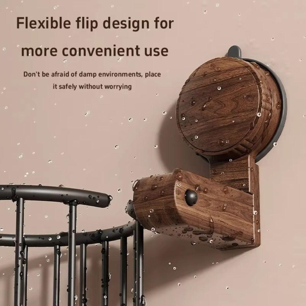 Walnut Wood Bathroom Paper Holder Suction Cup Toilet Tissue Basket Bathroom Storage Rack Toilet