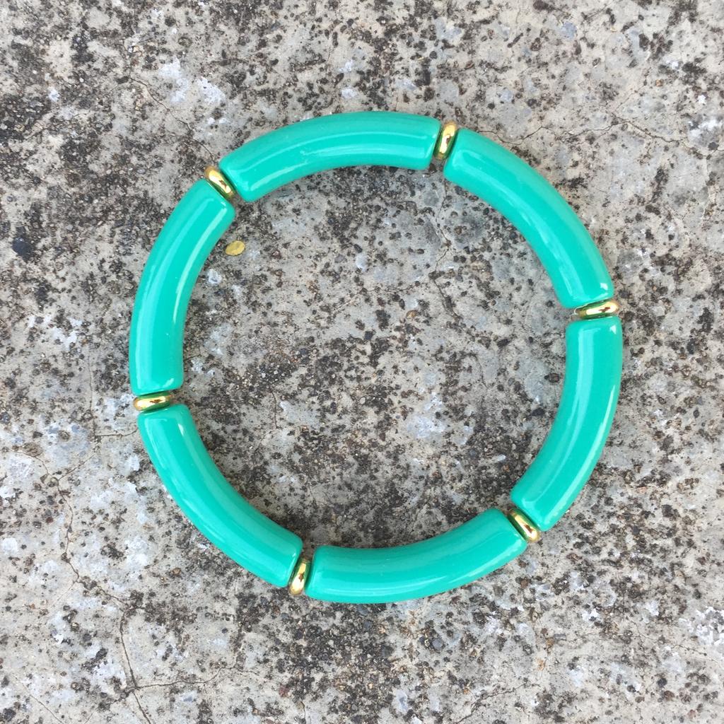 2025 Trendy Colorful Acrylic Bamboo Beads Bracelet for Women Stretch Resin Tube Beaded Cuff Bracelets Bangle Men Fashion Jewelry