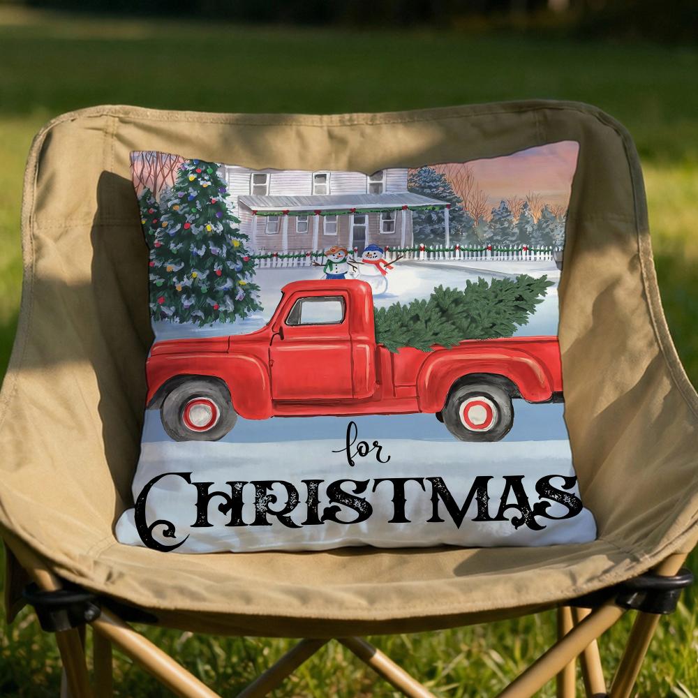 Christmas Red Candle Cushion Cover Soft Reversible  Durable Pillow Cover  MultiScene Use for Home  Car Daily Comfort