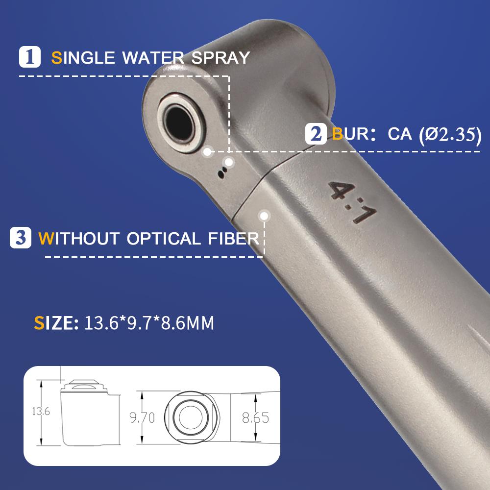 Dentales Handstück mit niedriger Geschwindigkeit AI-X15 Grüner Ring 4:1 Geschwindigkeitsreduzierungs-Einzelwasserspray, nicht optischer Winkel für die Wurzelkanalbehandlung