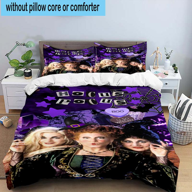 3PCS Hocus witch Halloween Magic 3pcs Bedding,Including 3PCS Duvet Cover And 2pcs Pillowcases Perfect for Christmas,Ideal for Bedroom, Dormitory