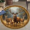 Deers Round Area Rug,Carpet Rug for Living Room Bedroom Sofa Playroom Decor,Non-slip Floor Mat