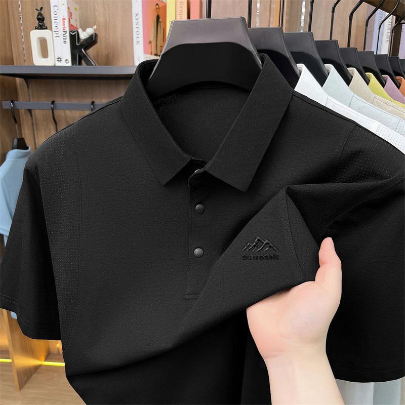 Men's Short Sleevepolo Quick-Dry Breathable Lapel Collar Printed Casual Fashion Versatile T-Shirt Top