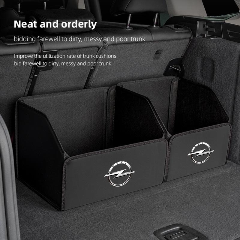 Portable Leather Car Trunk Organizer Box Storage Bin For Opel Astra Grandland Corsa Mokka Frontera Insignia Zafira Vivaro Karl