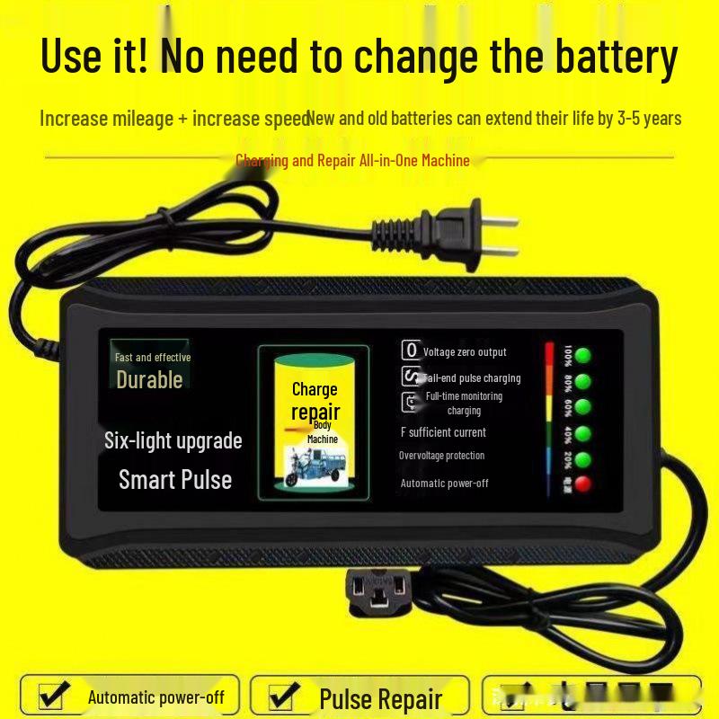 Universelles Schnellladegerät für dreirädrige Elektrofahrzeuge - Kompatibel mit 48V, 60V und 72V Batterien