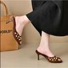 Mode 2025Markenstruktur Damen High Heels Nieten Spitz Offene Zehen Sexy Und Elegant Wildleder Stiletto Design Slipper Große Größe Sandalen