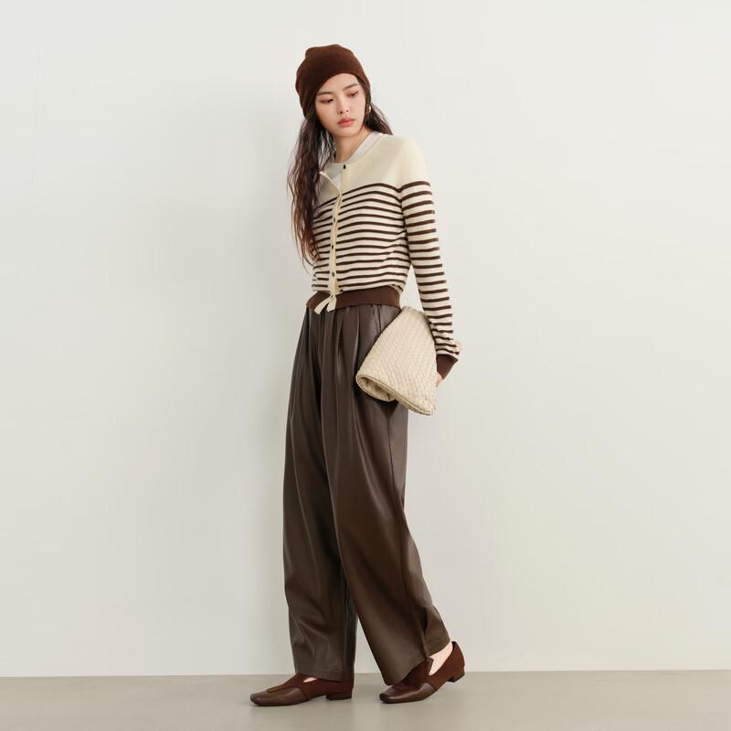 Elva' Island Women's Striped Long-Sleeve Knitted Cardigan