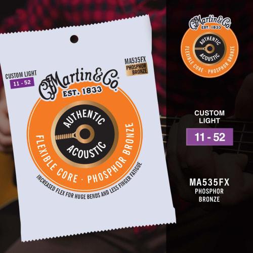 Martin Acoustic Guitar Strings, ACOUSTIC (92/8 Phospher Bronze) MA535FX Custom Light .011-.052