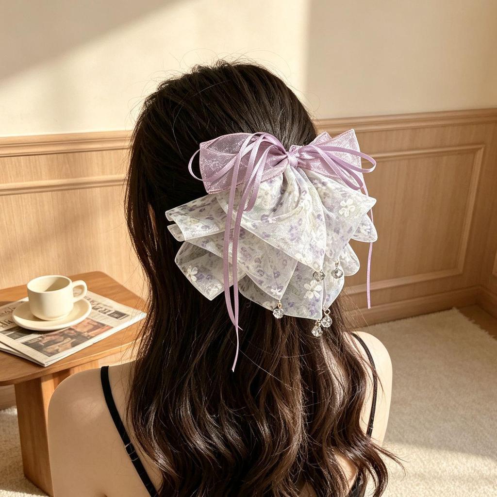 Polka Dot Bow Claw Clip: Elegant Women's Hair Accessory