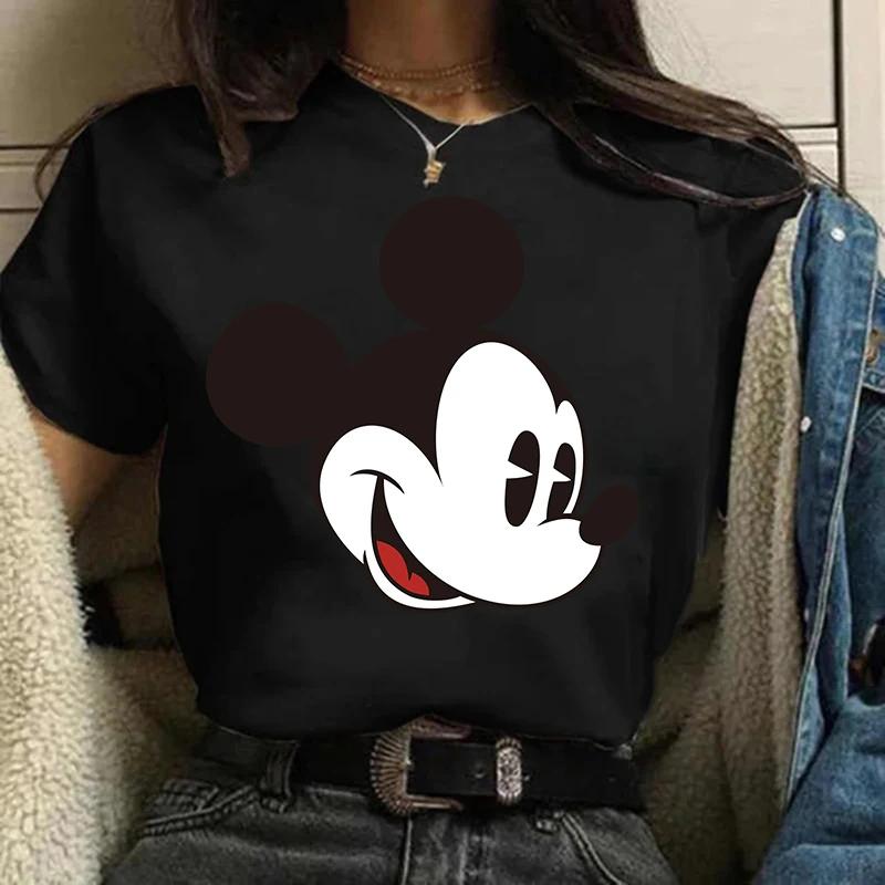 Disney T-shirt Gothic Fashion Mickey T-shirt Minnie Mouse Print Casual T-shirt Women's Kawaii T-shirt Kawaii Loose Clothing