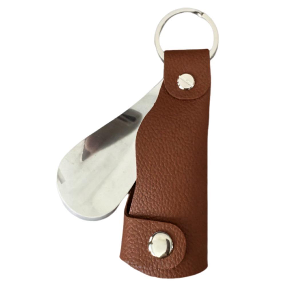 

Мини брелок для обуви из ПУ кожи, мини рожок для обуви из нержавеющей стали, модный аксессуар для обуви, бытовой коричневый