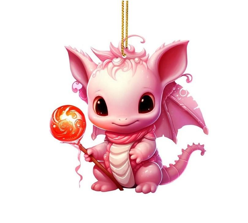 

Festive Dragon Pink Acrylic Hanging Ornament For Cars And Home Holiday Decor 1