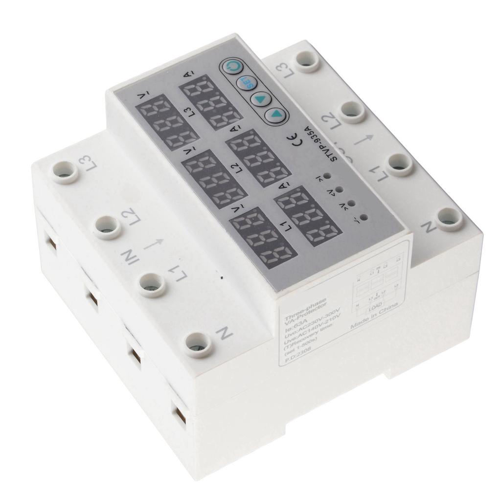 Adjustable Voltage Current Protector 3 Phase Digital Display Automatic Recovery Voltage Protector Relay AC220 380V 63A