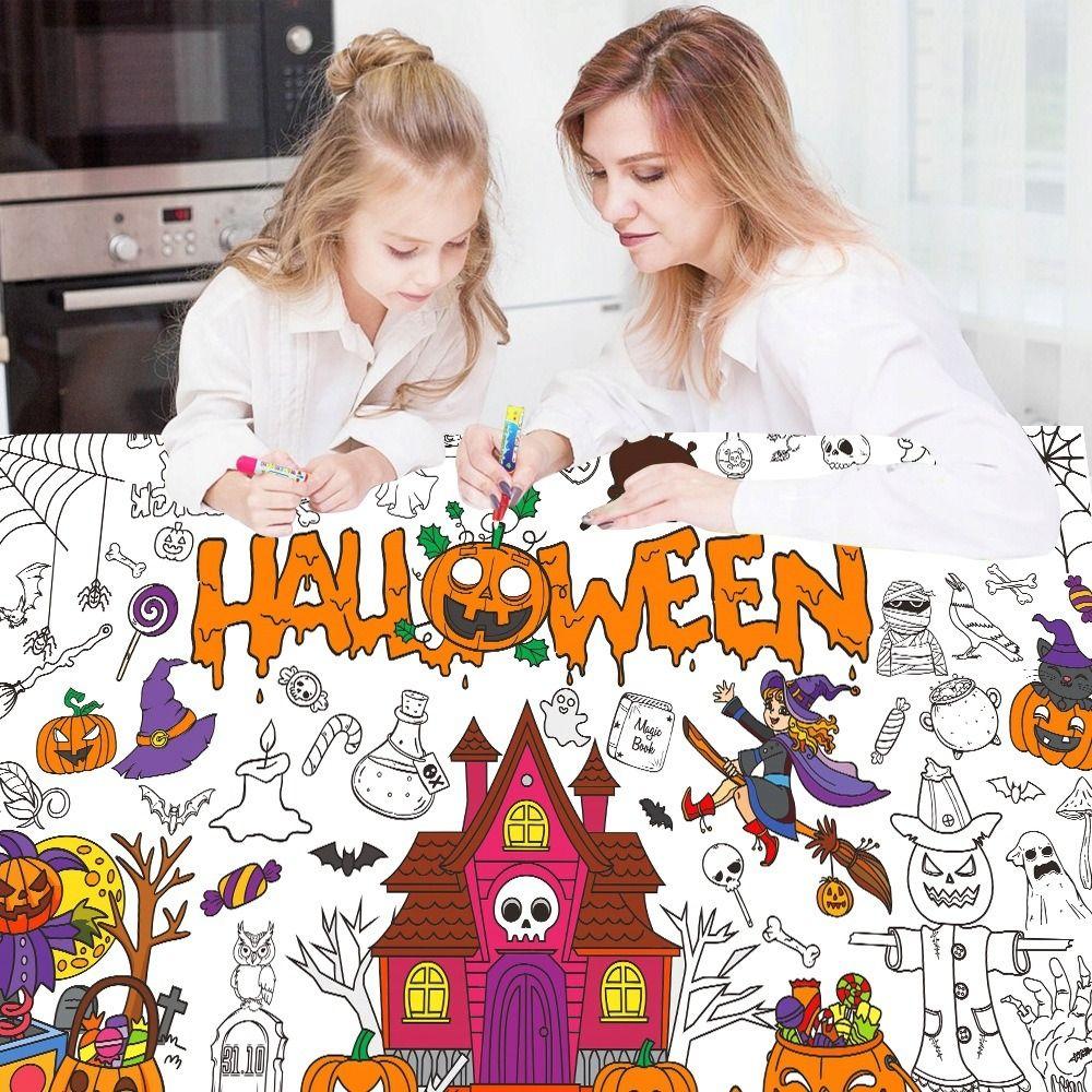 Kreslený Halloweenský Graffiti Ubrus Kreativní Velké Omalovánky Strašidelný Dům