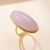 Retro Charm Gold Color Stainless Steel Geometric Oval Dopamine Colorful Natural Stone Rings for Women Finger Jewelry Accessories