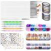 Nail Art Decorations Kit Complete Nail Brush Rhinestone Kit with Stickers Dotting Pen Foil Flakes Gold Silver Thread