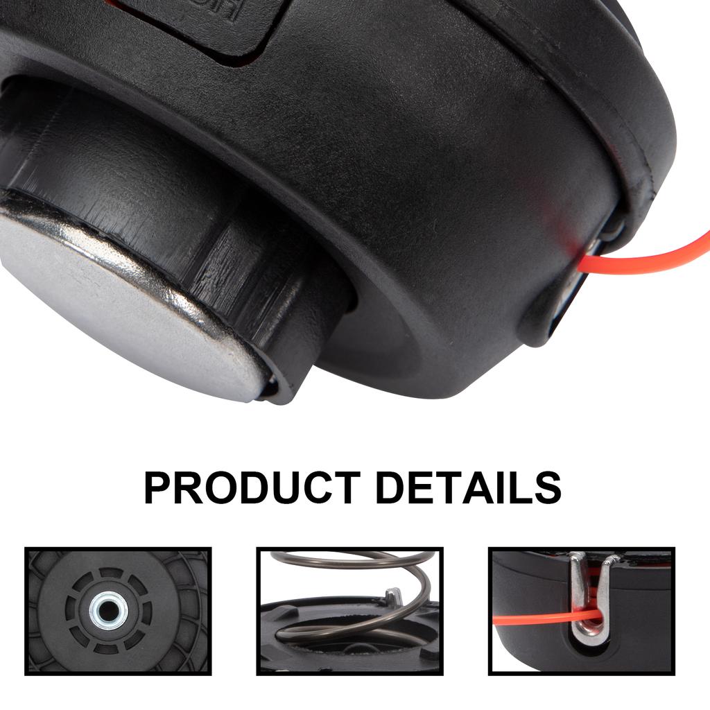 Double Thread Head M10 X 1.25mm Left Thread Head with 2.4mm X 15m Thread for Grass Trimmer Brush Cutter Replacement Thread Spool