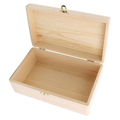 Home Storage Box Natural Wooden with Lid Golden Lock Postcard Organizer Handmade Craft Jewelry Case Wooden Box Casket