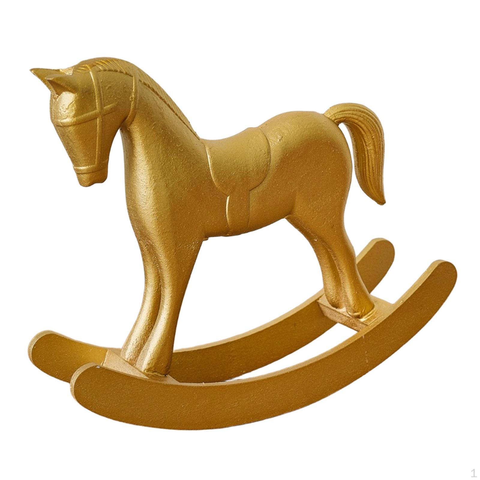 

Rocking Horse Statue Animal Sculpture Collection Vintage Decorative Figurine Desktop Ornament for золотой