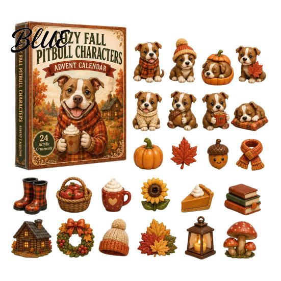 Weihnachts-Adventskalender 2026 Hunde-Kalender, 24-tlg. Acryl-Anhänger-Set mit Mini-Welpen, Festliche Raumfiguren, 2D Flache Baum-Hänge-Countdown