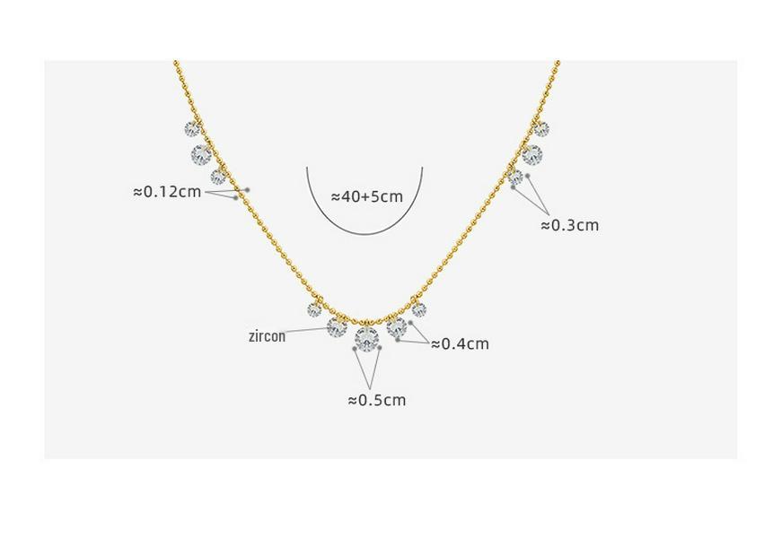 Women's Zircon Pendant Necklace: Chic 18K Gold Titanium Steel Clavicle Chain