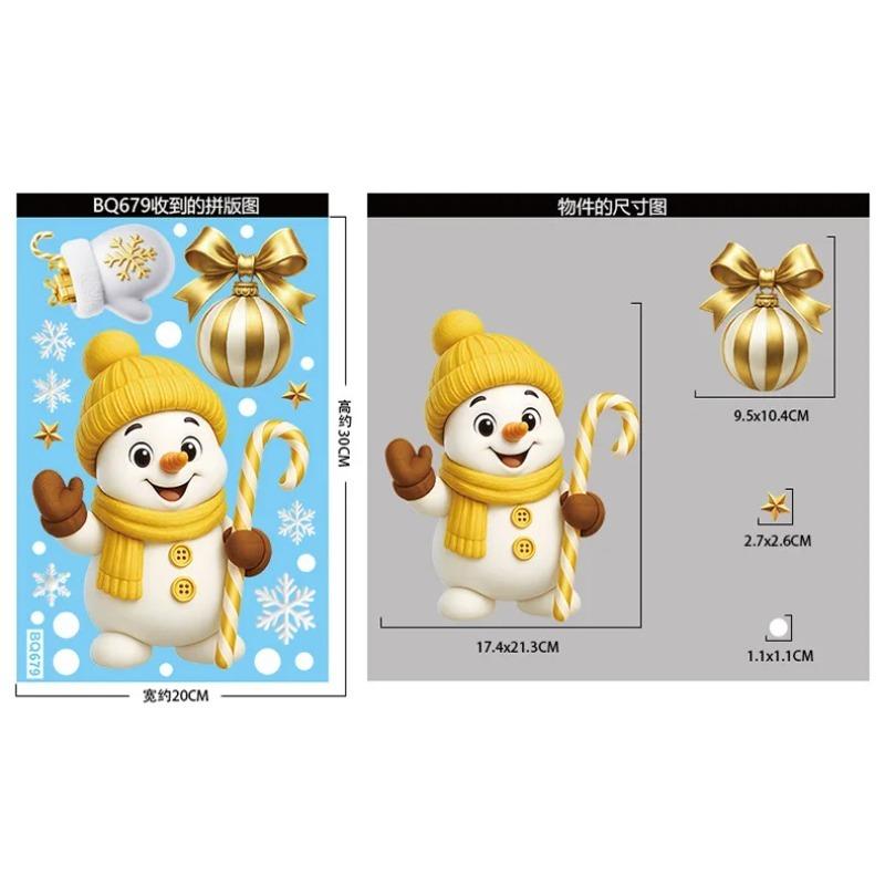 Noel Pencere Çıkartmaları Xmas Ağacı Ev Kar Tanesi Cam Çıkartması Mutlu Noeller Dekorasyon Ev Navidad Hediyeleri Noel